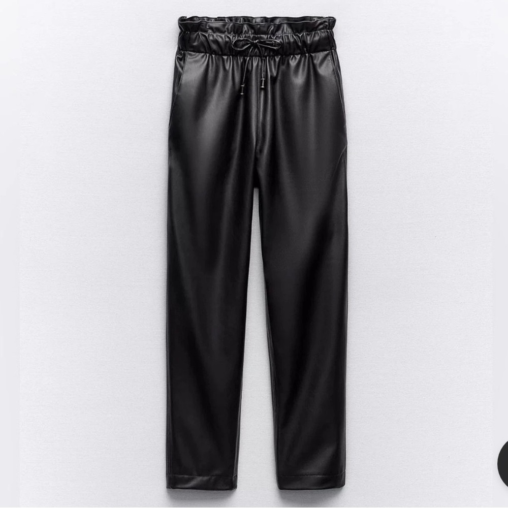 Zara Black Paperbag Waist Ankle Pants - Picture 2 of 9